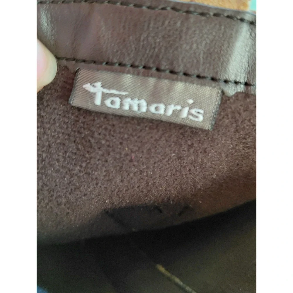 Tamaris Platform Boots‎ Suede Leather Zip Up Tan Brown Womens Shoes